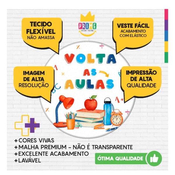 Trio Capa Cilindro + Painel Redondo 3D Volta ás Aulas 1,50m Veste Fácil - Image 3