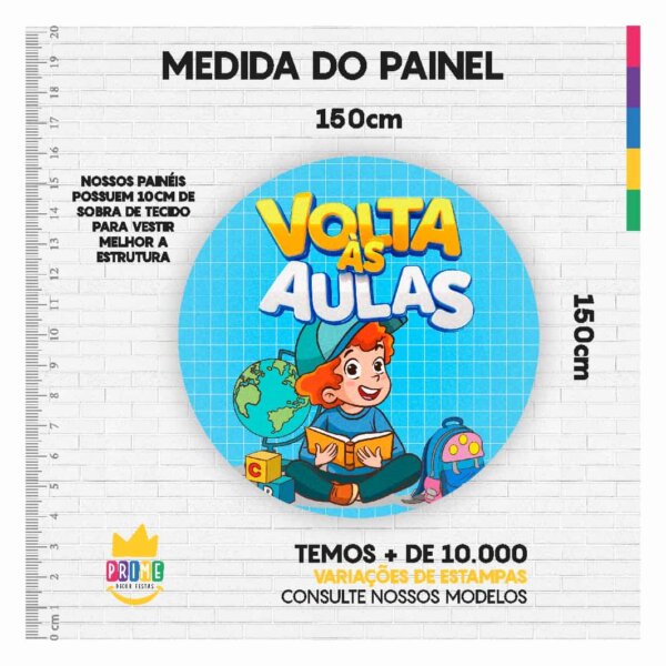 Painel Redondo 3D Volta ás Aulas Tecido Sublimado 1,50m x 1,50m - Image 3