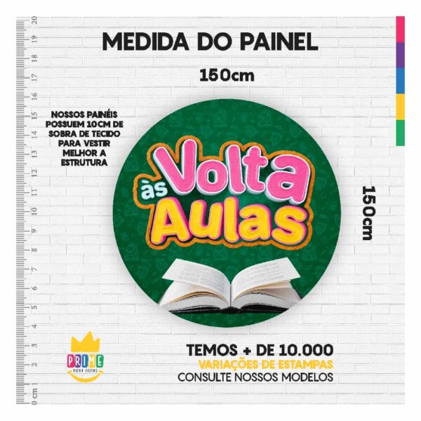 Painel Redondo 3D Volta ás Aulas Tecido Sublimado 1,50m x 1,50m - Image 3