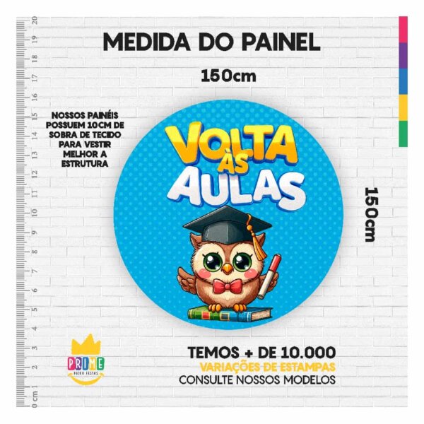 Painel Redondo 3D Volta ás Aulas Tecido Sublimado 1,50m x 1,50m - Image 3