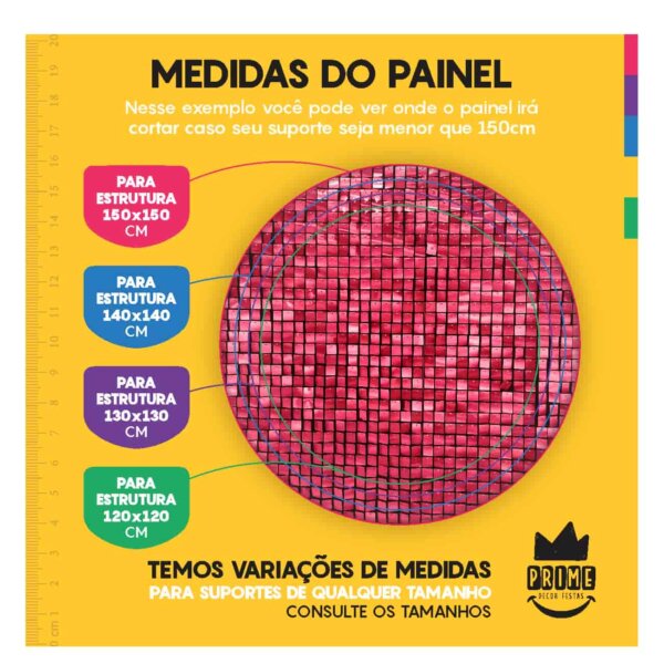 Trio Capa Cilindro + Painel Redondo 3D Shimmwe Wall Rosa 1,50m Veste Fácil - Image 4