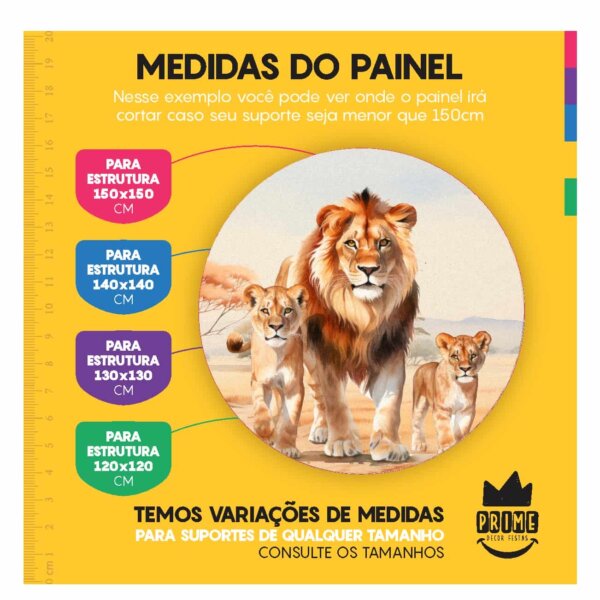 Trio Capa Cilindro + Painel Redondo 3D Safari 1,50m Veste Fácil - Image 3