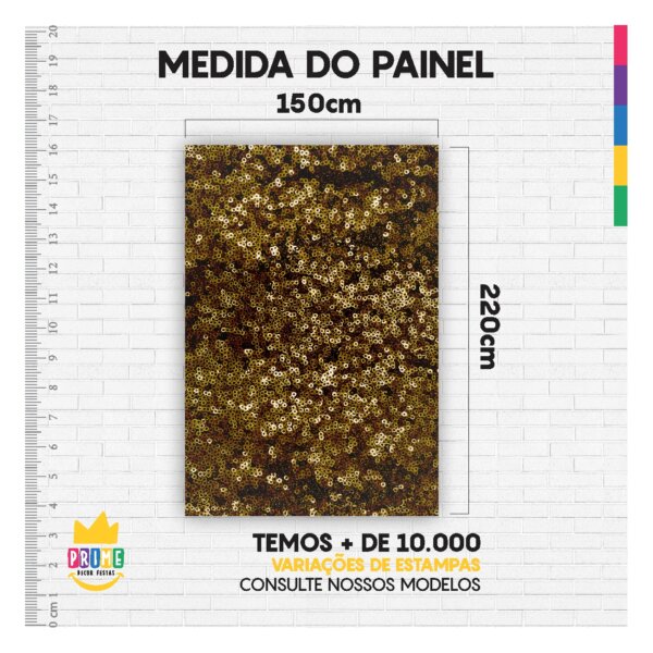 Painel de Festa Retangular Lantejoula Dourado Casadinho 3D 1,50m x 2,20 - Image 4