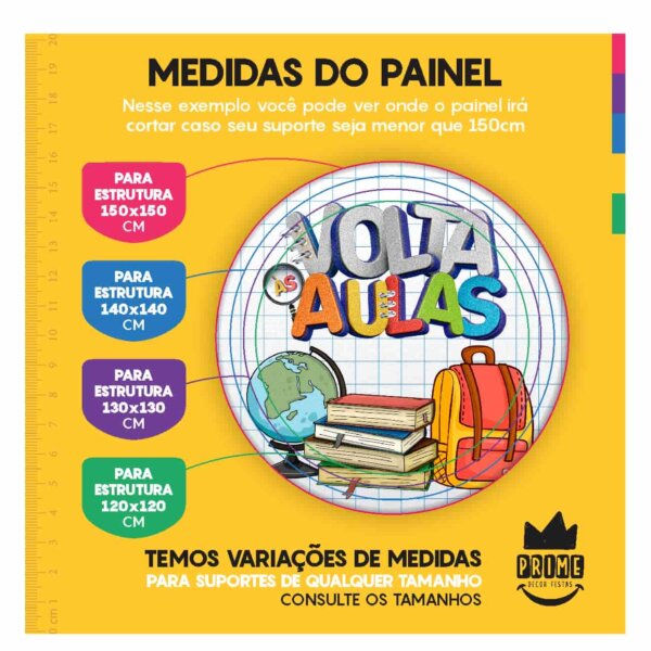 Trio Capa Cilindro + Painel Redondo 3D Volta ás Aulas 1,50m Veste Fácil - Image 4