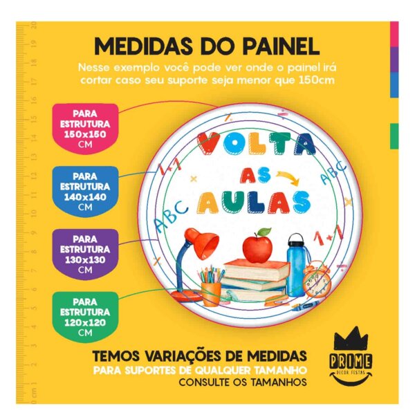 Trio Capa Cilindro + Painel Redondo 3D Volta ás Aulas 1,50m Veste Fácil - Image 4