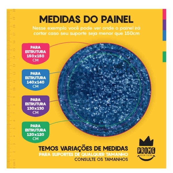Trio Capa Cilindro + Painel Redondo 3D Lantejoula Azul 1,50m Veste Fácil - Image 4