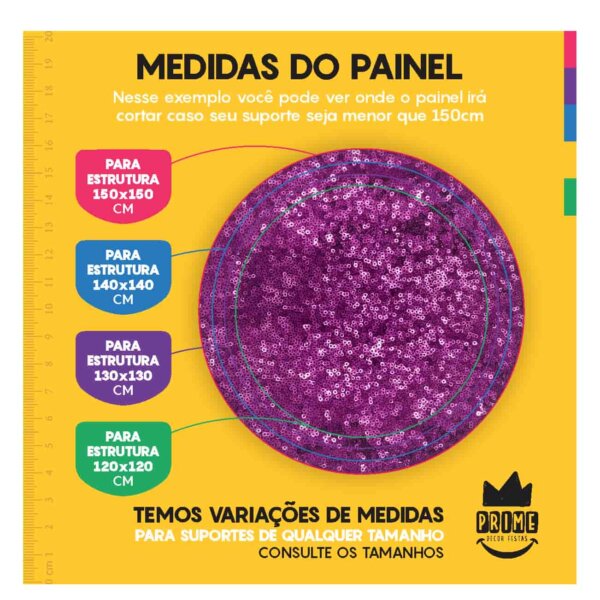 Trio Capa Cilindro + Painel Redondo 3D Lantejoula Roxo 1,50m Veste Fácil - Image 4