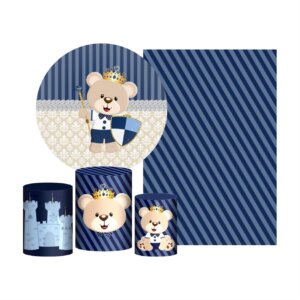 Kit Ursinho Painel Redondo + Trio Capas + Retangular Tecido