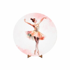 Painel Redondo 3D Bailarina 50cm Com Suporte MDF
