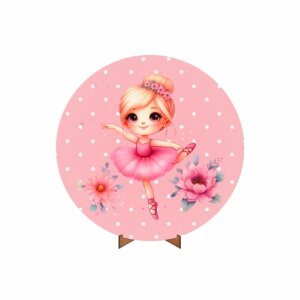 Painel Redondo 3D Bailarina 50cm Com Suporte MDF