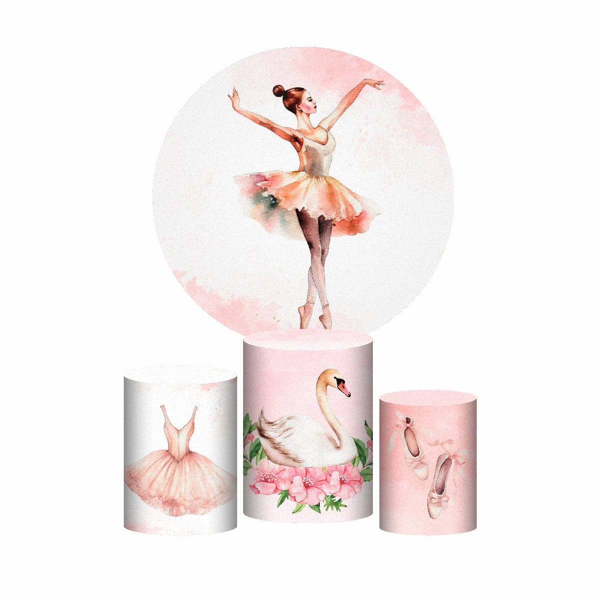Trio Capa Cilindro + Painel Redondo 3D Bailarina 1,50m Veste Fácil