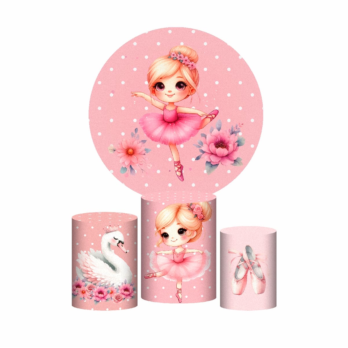 Trio Capa Cilindro + Painel Redondo 3D Bailarina 1,50m Veste Fácil