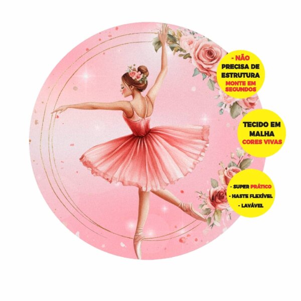 Painel Redondo 3D Bailarina Abre Fácil 1,50m X 1,50m