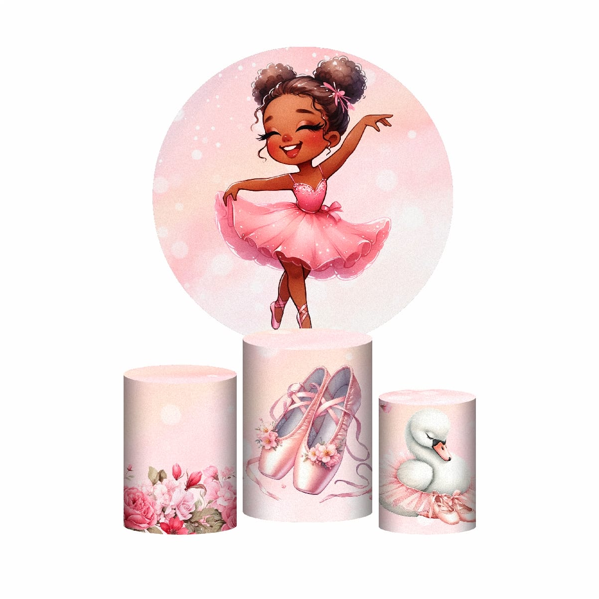 Trio Capa Cilindro + Painel Redondo 3D Bailarina 1,50m Veste Fácil