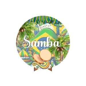 Painel Redondo 3D Samba 50cm Com Suporte MDF