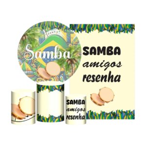 Kit Samba Painel Redondo + Trio Capas Cilindro + Retangular Tecido