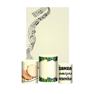 Kit Casado Samba 3d Trio Capa Cilindro + Retangular Tecido