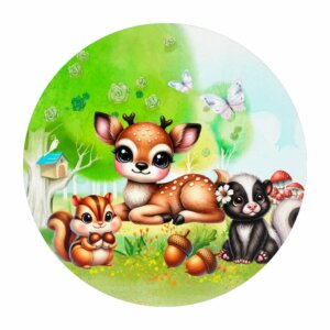 Painel Redondo Bosque 3D Tecido Sublimado 1,50m x 1,50m