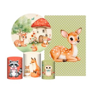 Kit Bosque Painel Redondo + Trio Capas + Retangular Tecido