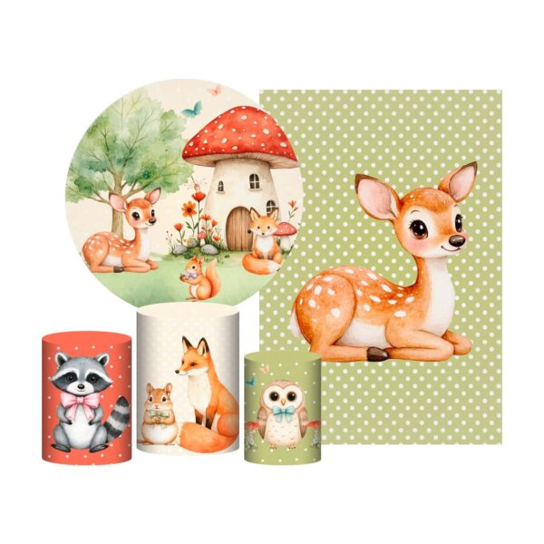 Kit Bosque Painel Redondo + Trio Capas + Retangular Tecido