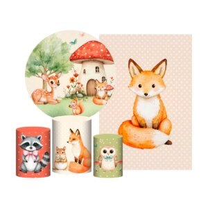 Kit Bosque Painel Redondo + Trio Capas + Retangular Tecido