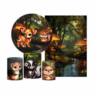 Kit Bosque Painel Redondo + Trio Capas + Retangular Tecido