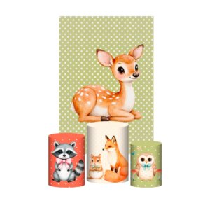 Kit Casado Bosque 3d Trio Capa Cilindro + Retangular Tecido