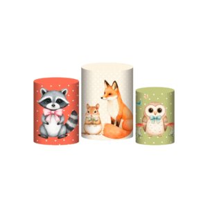 Trio Capa Cilindro Bosque 3D Em Tecido Com Elástico