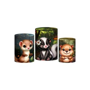 Trio Capa Cilindro Bosque 3D Em Tecido Com Elástico