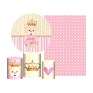Kit Ursinha Realeza Painel Redondo + Trio Capas + Retangular Tecido