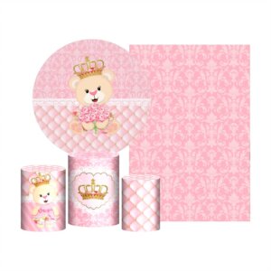 Kit Ursinha Realeza Painel Redondo + Trio Capas + Retangular Tecido