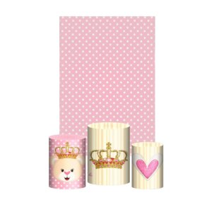 Kit Casado Ursinha Realeza 3d Trio Capa Cilindro + Retangular Tecido