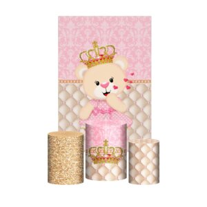 Kit Casado Ursinha Realeza 3d Trio Capa Cilindro + Retangular Tecido