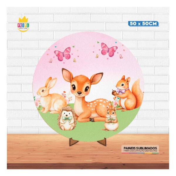 Painel Redondo 3D Bosque 50cm Com Suporte MDF - Image 2