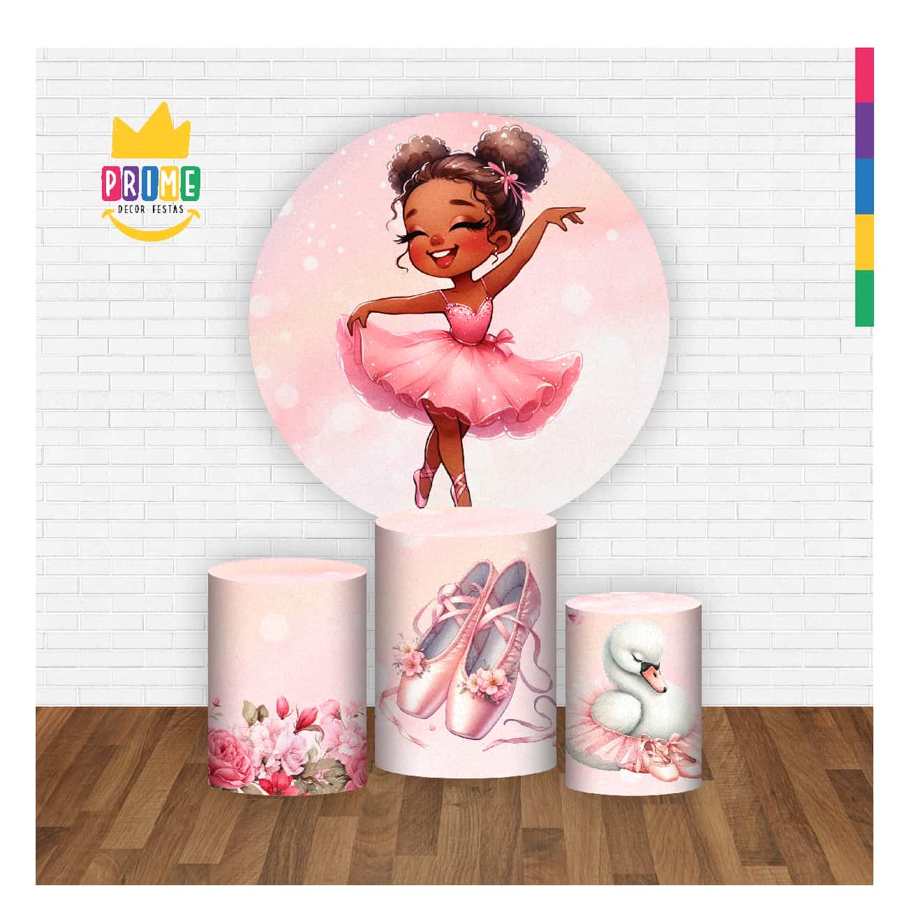 Trio Capa Cilindro + Painel Redondo 3D Bailarina 1,50m Veste Fácil - Imagem 2