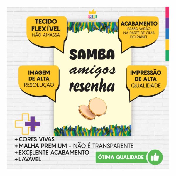 Painel de Festa Retangular Samba Casadinho 3D 1,50m x 2,20 - Image 3