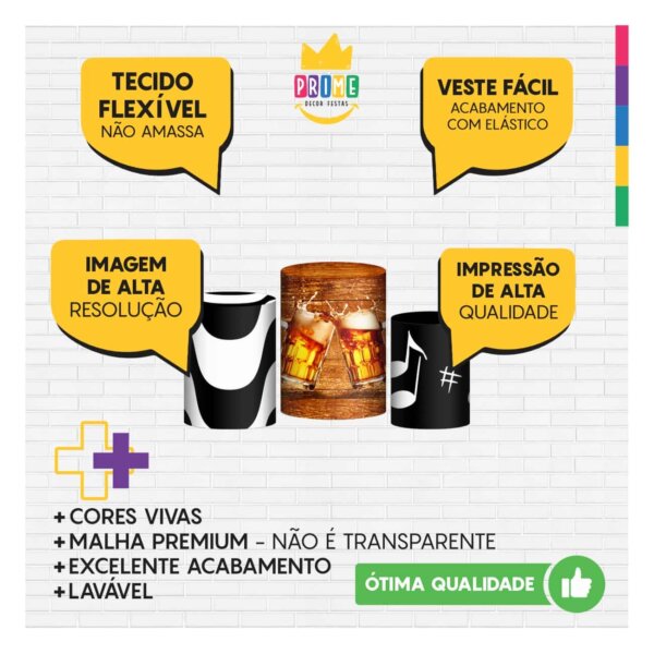 Trio Capa Cilindro Samba 3D Em Tecido Com Elástico - Image 3