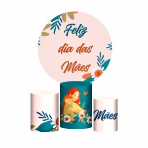 Trio Capa Cilindro + Painel Redondo 3D Dia das Mães 2025 1,50m Veste Fácil