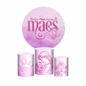 Trio Capa Cilindro + Painel Redondo 3D Dia das Mães 2025 1,50m Veste Fácil