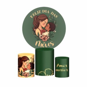 Trio Capa Cilindro + Painel Redondo 3D Dia das Mães 2025 1,50m Veste Fácil