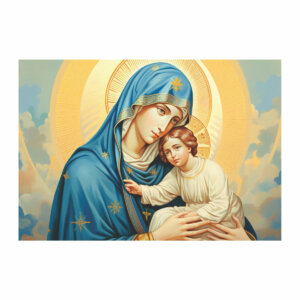 Painel Nossa Senhora e o Menino Jesus Para Quadro Somente Tecido 1,00m x 1,50m