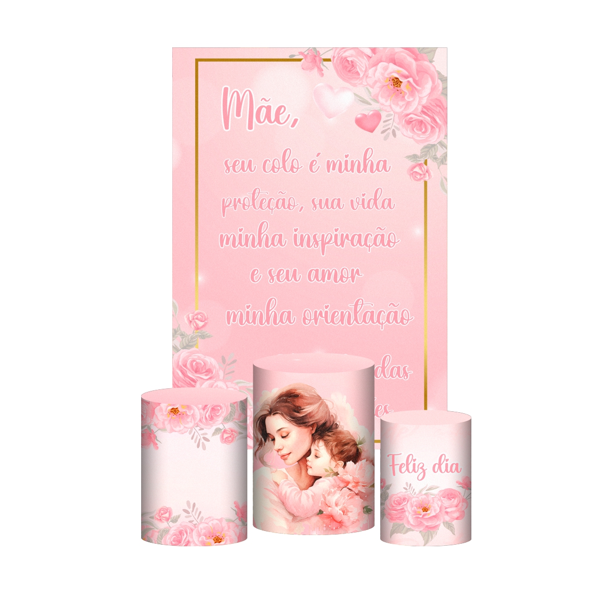 Kit Casado Dia das Mães 2025 Trio Capa Cilindro + Retangular Tecido