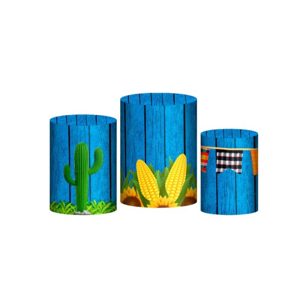 Trio Capa Cilindro Festa Junina 3D Em Tecido Com Elástico