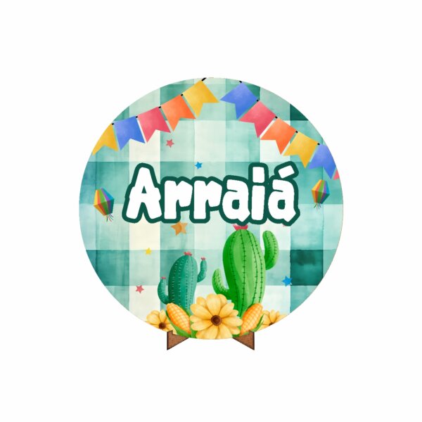 Painel Redondo 3D Festa Junina 50cm Com Suporte MDF