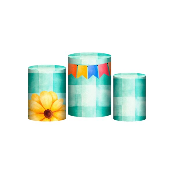 Trio Capa Cilindro Festa Junina 3D Em Tecido Com Elástico