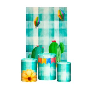 Kit Casado Festa Junina 3d Trio Capa Cilindro + Retangular Tecido