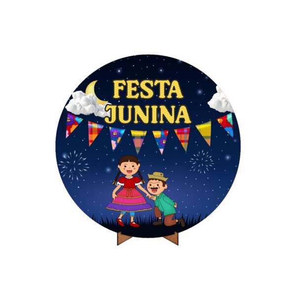 Painel Redondo 3D Festa Junina 50cm Com Suporte MDF