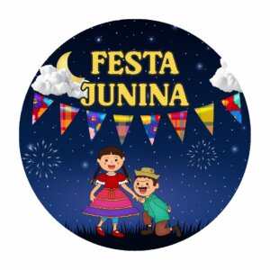 Painel Redondo 3D Festa Junina Tecido Sublimado 1,50m x 1,50m