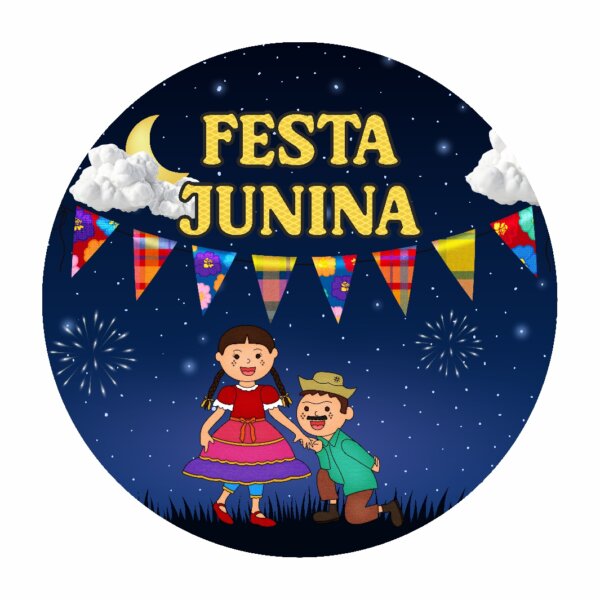 Painel Redondo 3D Festa Junina Tecido Sublimado 1,50m x 1,50m