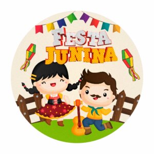 Painel Redondo 3D Festa Junina Tecido Sublimado 1,50m x 1,50m